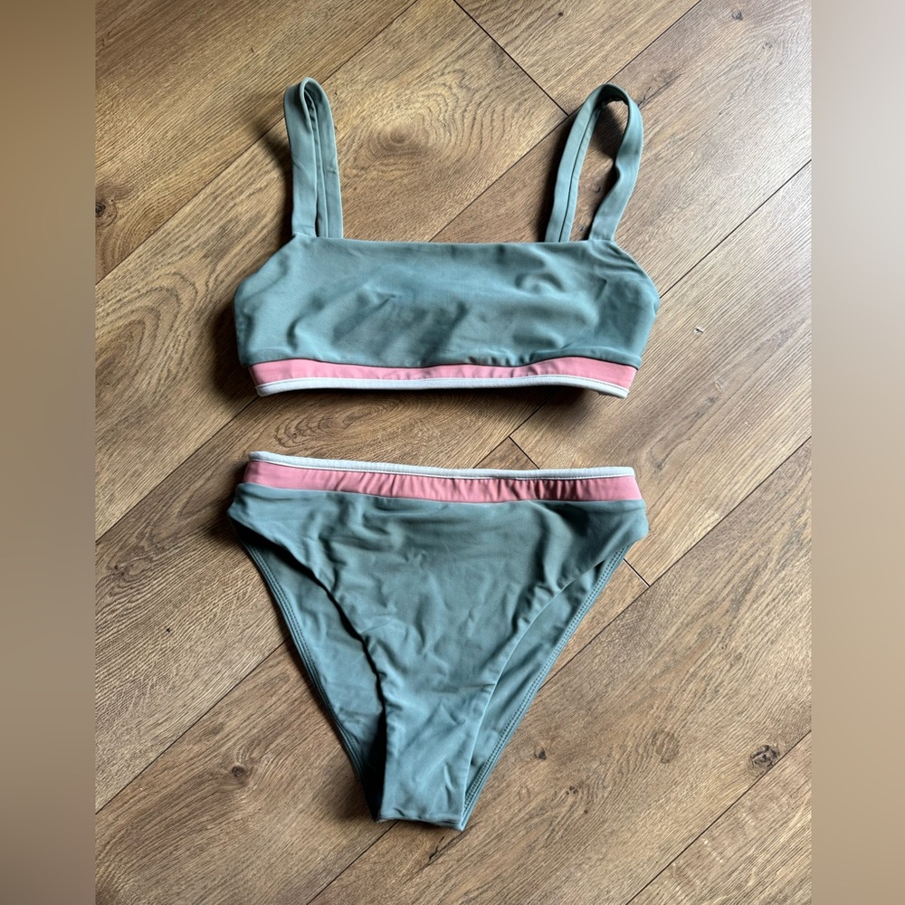 September the Line Green and Pink Bikini Set